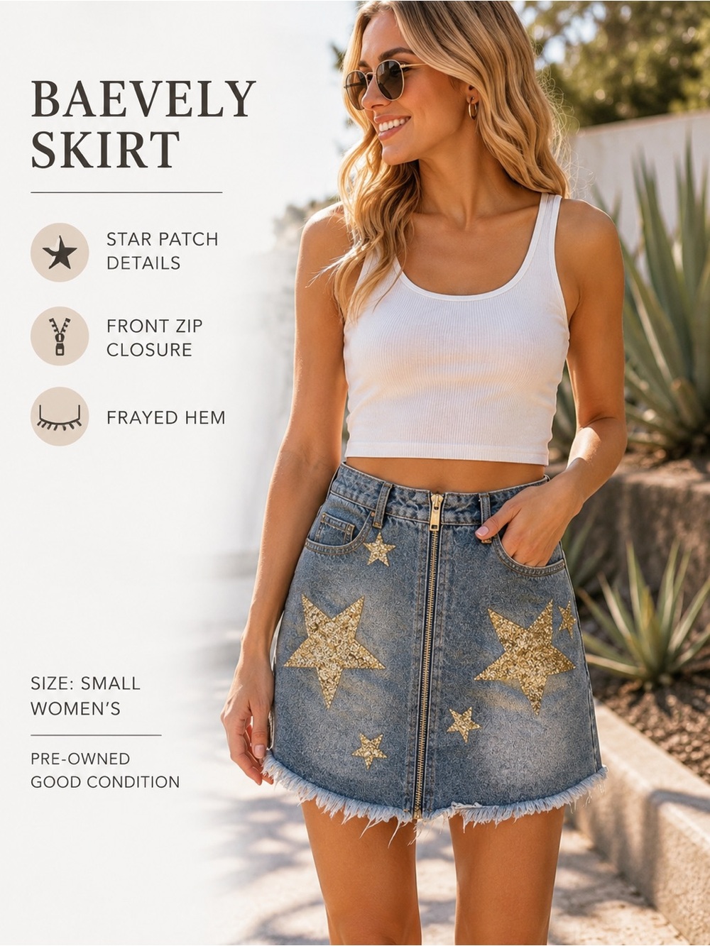 Baevely Denim Skirt With Rhinestone Stars ⭐️